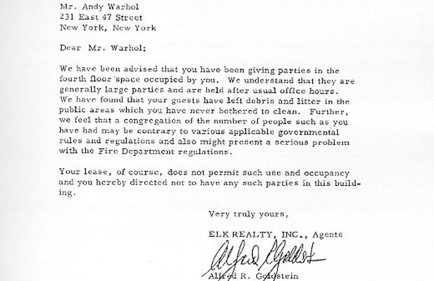 dr mr  andy warhol letter new york