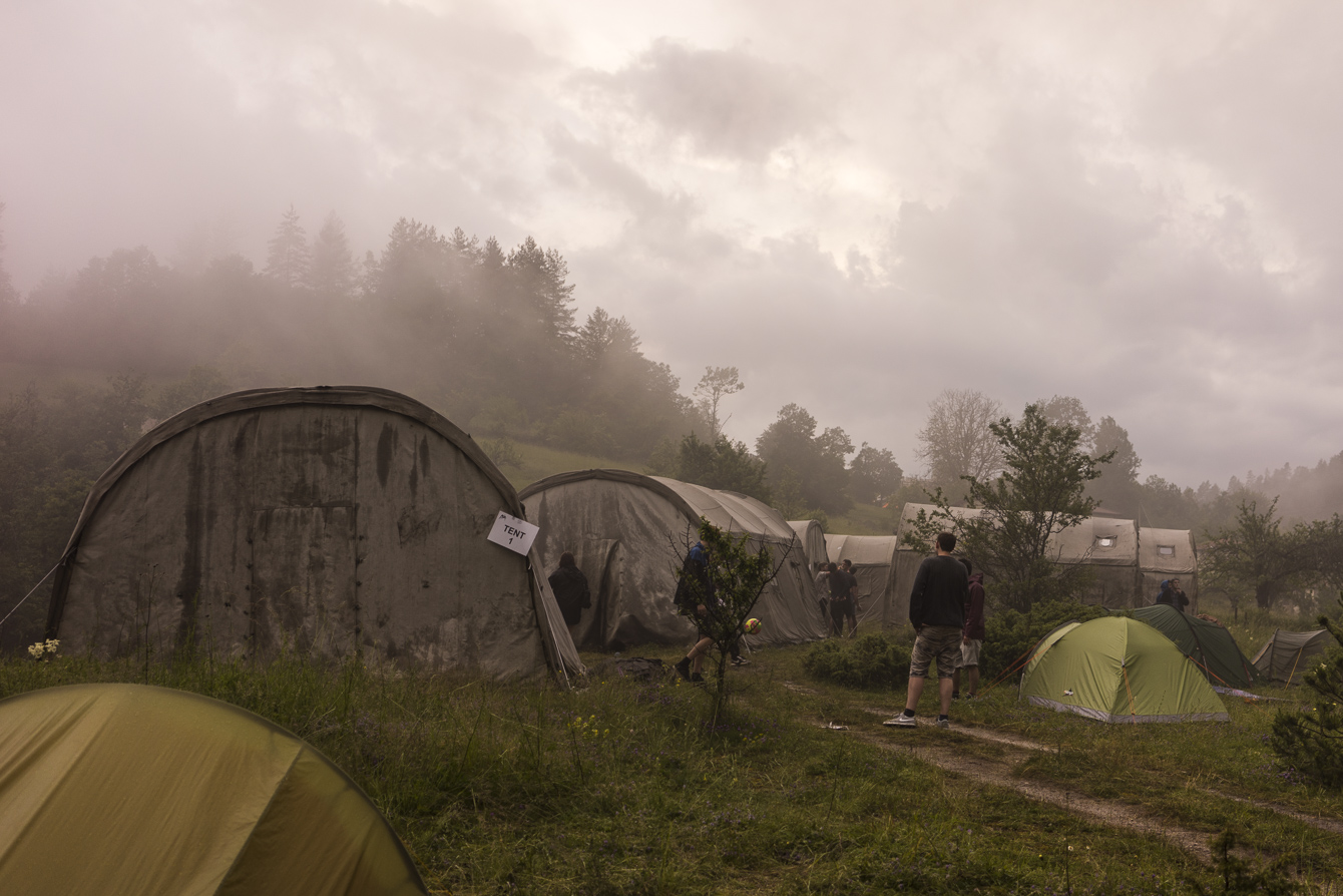 tents in the fog at meadows in the mountains festival 2014