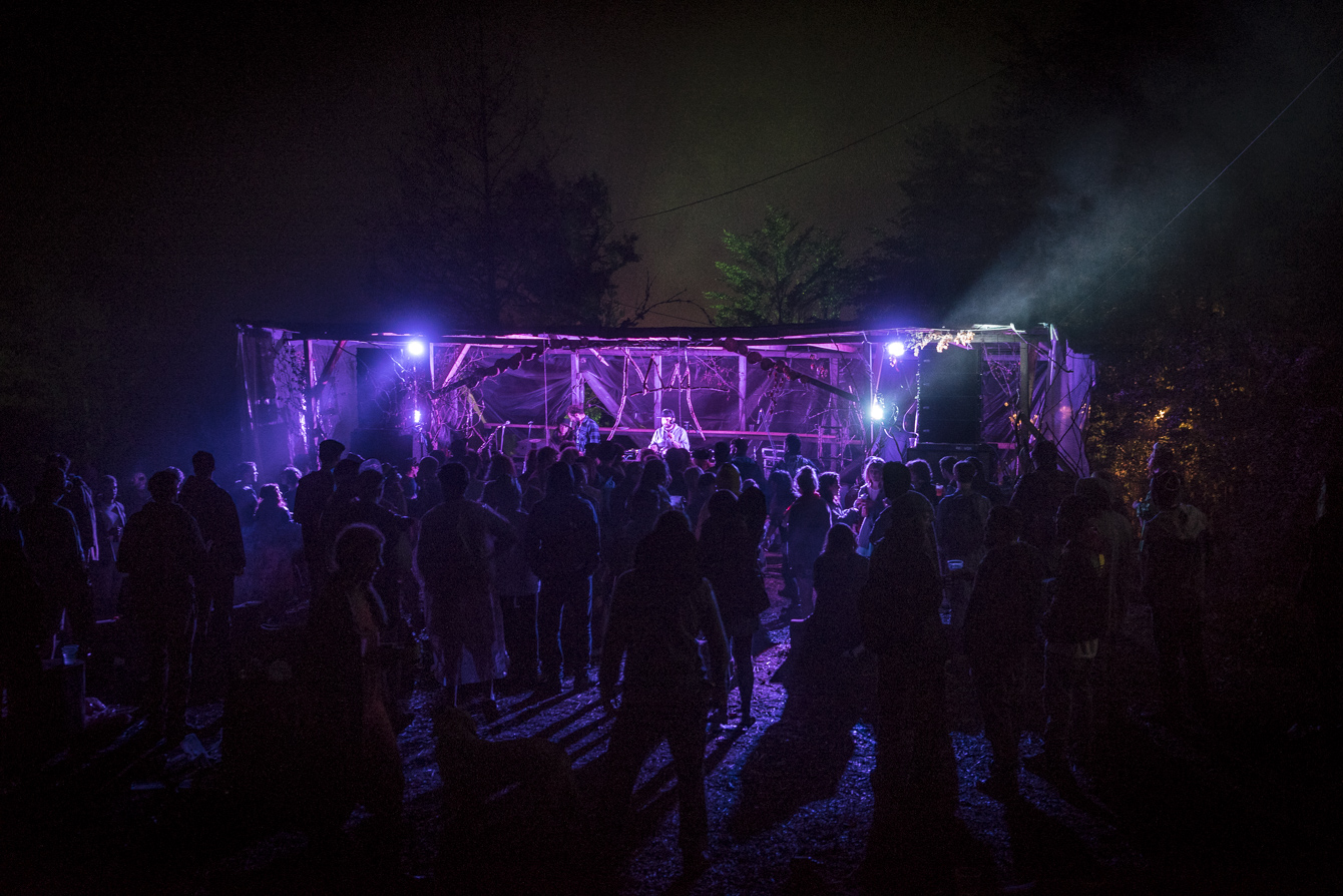 purple mood lights stage at festival